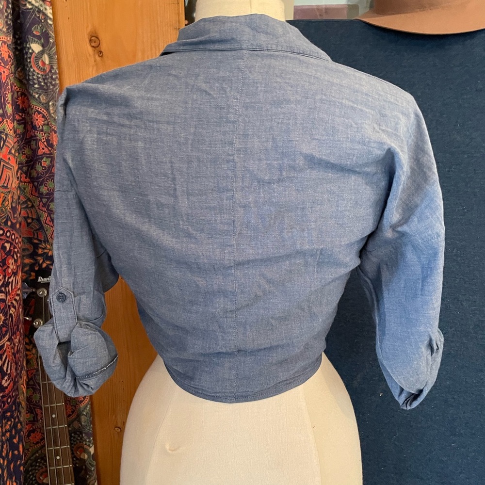 Blue Button-Up Women's Top - Picture 5 of 9